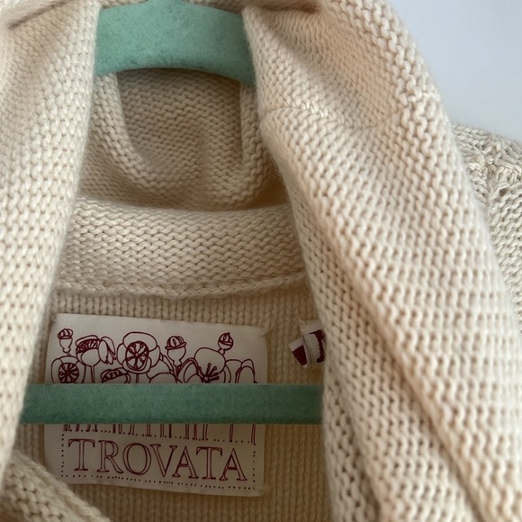 TROVATA CREAM CASHMERE/COTTON SWEATER SIZE MEDIUM - Picture 2 of 5